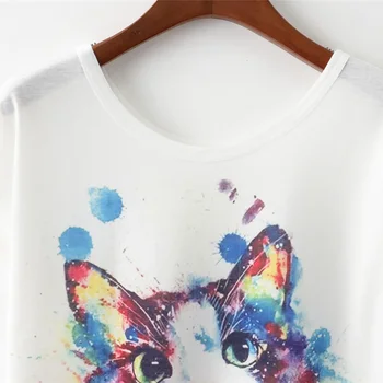 KaiTingu Vasaros Naujovė Moterų Marškinėliai Harajuku Kawaii Mielas Stilius Katė Print T-shirt Naujas trumpomis Rankovėmis Viršūnes Dydis M L XL