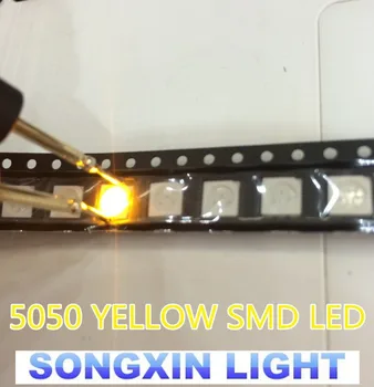 1000pcs/daug XIASONGXIN ŠVIESOS SMD 5050 geltona smd LED Diode1.8-2.4 V Didmeninė 585-590nm 5.0*5.0*1.5 MM 0.2 W 60MA