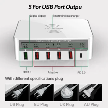 100W QC 3.0 USB C Tipo PD Greitas Įkroviklis Adapteris 