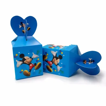 12Pcs/Daug Mickey Mouse Temą Spausdinti Saldainių Dėžutė Šalies Prekių Pakrovimo Dovana Plėšikauti Maišą Popieriaus Langelį Gimtadienio 10*8.5*18cm
