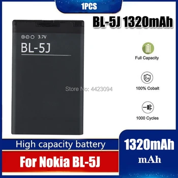 1pc 1320mAh baterija BL-5J BL5J BL 5J Telefono Baterija, Nokia 5230 5233 5800 3020 XpressMusic N900 C3 Lumia 520 525 530 5900