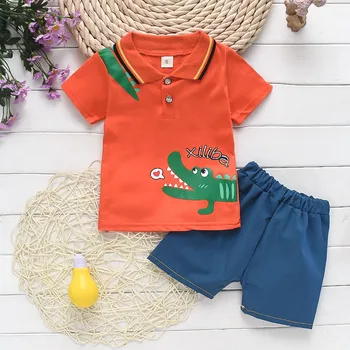 2020 Kūdikių berniukų drabužius mados vasaros berniukų drabužiai nustatyti medvilnės marškinėliai + šortai 2vnt, komplektai, vaikams, drabužiai, 1-5Y