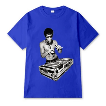 2020 m. Naujas DJ Vintage marškinėliai Vyras medvilnės marškinėlius Atsitiktinis Viršūnes Hipster streetwear Brucee Lee Spausdinti Vyrų Mados marškinėliai T111