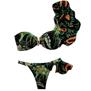 2020 Seksualus Bikini Moterims maudymosi kostiumėlį Atogrąžų Spausdinti maudymosi Kostiumėliai, Brazilijos Bikini Komplektas Pynimas Maudymosi Kostiumas, Paplūdimio Biquini moteris