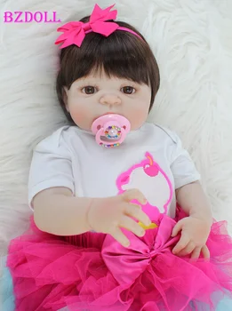 55cm Full Silikono Kūno Atgimsta Babt Lėlės Žaislas Vinilo Naujagimių Princesė Kūdikiams Mergina Bonecas Bebe Lėlės Gyvas Maudytis Žaislas Žaisti Žaislų Namai
