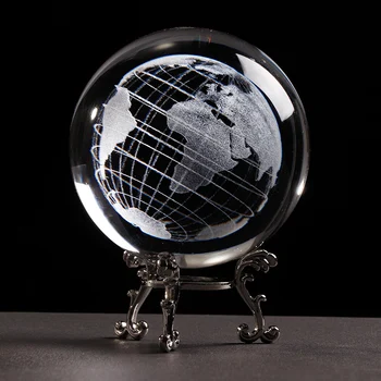 6 cm / 8 cm K9 Kristalų Žemės Pasaulyje 3D Lazeris Engrved Miniatured Žemės Modelis Srityje Krištolo Rutulį Amatų Namų Puošybai Gimtadienis