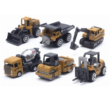 6Pcs/Set 1:64 Lydinio Inžinerijos Transporto priemonės Mini Ekskavatorių Krautuvų Modelis Automobiliai, Žaislų Rinkinys, Kolekcijos, Dovana Vaikams Vaikams
