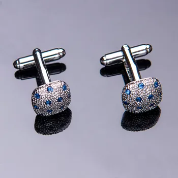 Aukštos Kokybės Mėlynos Kalnų Krištolas Rankogalių Segtukai Sidabro Padengtą Aikštėje Manžetai Mygtuką Mens Prancūzijos Marškinėliai Verslo Vestuvių Dovana Fine Jewelry