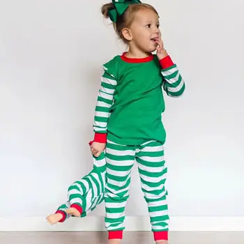 Baby Vaikų Berniukų, Mergaičių Kalėdos Juostele Sleepwear Naktiniai Drabužiai Homewear Vaikams Kalėdų Dryžuota Pižama Pjs Nustatyti Drabužių