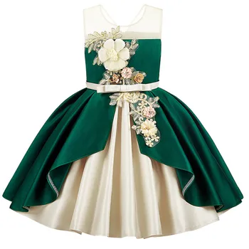 Baby Vaikų Girl Dress 2020 vaikai suknelės mergaitėms Gėlių Siuvinėjimas Vestuvių Elegent Vakare Šalis Suknelė Vaikams Drabužių