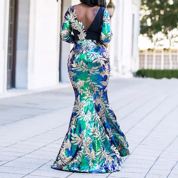 Backless Undinė Blizgančiais Suknelė Vintage Blizgančių Elegantiškas Plius Dydis Prom Šalis Suknelės Afrikos Mados Moterų Vestidos Rudenį Naujas