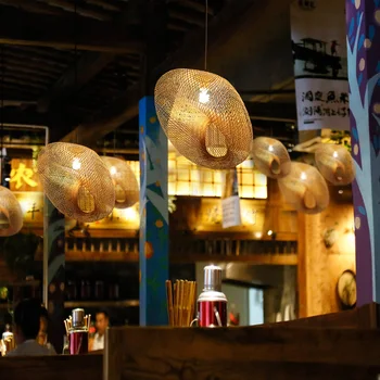Bambuko Pakabukas Šviesos Moderni Japoniško Stiliaus Rankų darbo Pakabukas Lempa Kambarį Restoranas Hanglamp Meno Namų Dekoro priedai veltiniams, Blizgesio