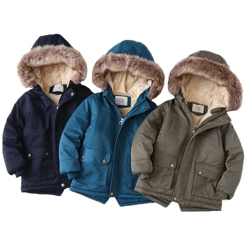 Berniukai žiemos striukė vėjo šiltas vaikai snowsuit 2020 m. Vaikų tirštėti viršutiniai drabužiai Berniukas užtrauktukas kailio vaikams drabužių parko vaikai