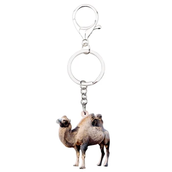 Bonsny Akrilo Desert Camello Key Chain Keychains Žiedai Unikalaus Gyvūno, Papuošalai, Dovana Moterims Mergina Dovanų Maišelis Automobilių Pakabukas Didmeninės