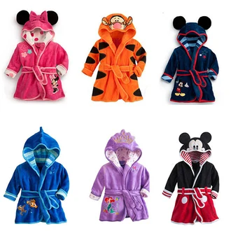 Disney Berniukų ir Mergaičių Nemo Minnie Peliukas Diržo Animacinių filmų Homewear Pižamą Chalatas Vaikų Flanelė Pižama
