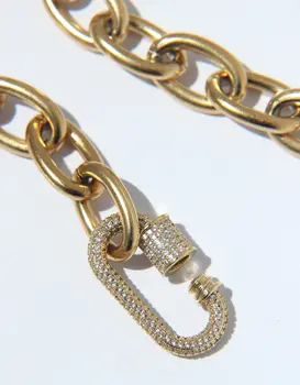 Dongsuo prekės grandinės apyrankė nustatymas cirkonis diamond užraktas moterys, 18K auksu padengti nerūdijančio plieno Metalo bižuterijos