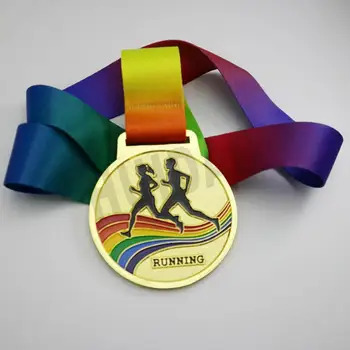 Dydis 7CM Du Žmonės Veikia Medaliai su Padengtą Aukso Paleisti Medalis Paleisti Rungtynių Medalis Minkštas Emalio Procesas Medalis