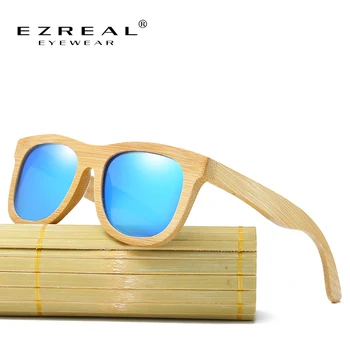 EZREAL Mediniai Akiniai nuo saulės, Poliarizuoti Bambuko prekės ženklo saulės akiniai Derliaus Medienos Atveju Paplūdimio Akiniai nuo saulės Vairuotojo gafas de sol