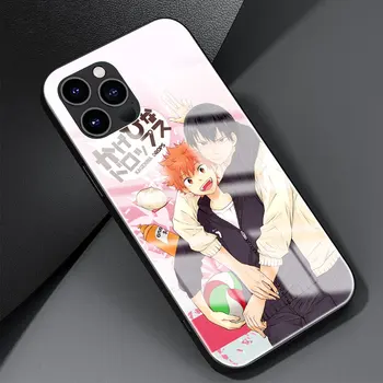 Grūdintas Stiklas Telefono dėklas Skirtas iPhone 12 Mini Pro 11 X XS Max XR SE 2020 7 8 6 6S Plius Anime Haikyuu Nekoma Padengti Coque Funda