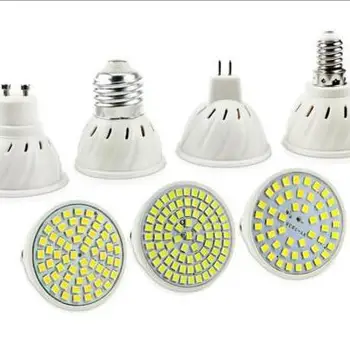 GU10 LED E27 Lempa E14 Lemputė, Prožektorius 48 60 80leds lampara 220V GU 10 bombillas led MR16 gu5.3 Lampada Vietoje šviesos B22