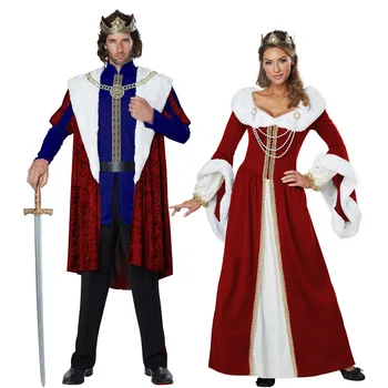 Helovinas Seksualus Royal Retro Pora Cosplay Kostiumų Europos Teisingumo Karalius Ir Karalienė Kalėdų Šalis Suknelė