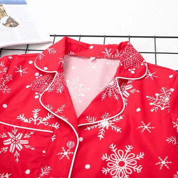 HiLoc Sniego Modelio Mielas Pižama Nustatyti Kalėdų Drabužius Moterims Print Sleepwear Žiemos Namuose Kostiumas Rinkiniai Kišenėje Raudona Šiltas Loungewear