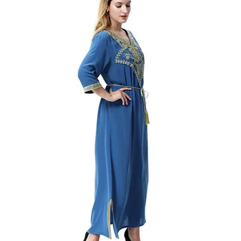 Ilga suknelė moterims Musulmonų suknelė summer maxi Islamo Abay caftan Plius dydis suknelė vintage siuvinėjimo Indie Folk suknelės IOQRCJV H266