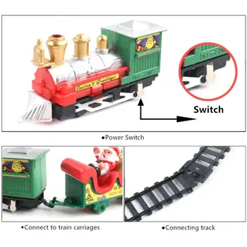 Kalėdų Elektros Geležinkelių Automobilinio Traukinio Žaislų Mini Santa Claus Geležinkelių Automobilių Lenktynių Kelių Transporto Pastato Žaislai Mažas Magnetinis Traukinys