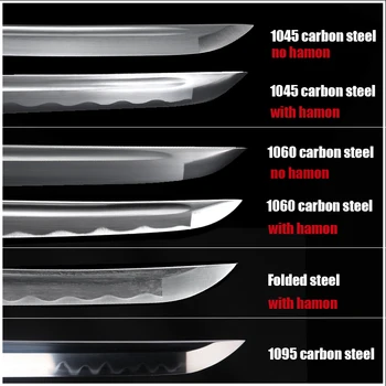 Katana kardas s geležtės 1045 anglies plieno 1060 anglies plieno Lankstymo plieno 1095 anglinio plieno full tang ryškumas
