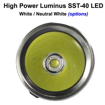 KDIY KF8 Luminus SST-40 1600 Liumenų 6-Režimo LED Žibintuvėlis - Pilka ( 1 x 18650 )
