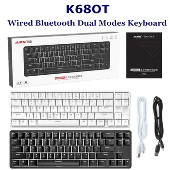 Laidinio Bluetooth 68 Klavišus su Anti-šešėlius Dizaino Mechaninė Klaviatūra Ajazz K680t Skirtingi Apšvietimo Režimai Tipas C 1000mAh