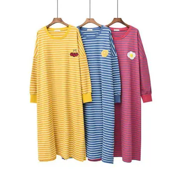 Laisvas Moterų Animacinių filmų Sleepwear Laisvalaikio ilgomis Rankovėmis Plonas Nightgowns Spausdinimo Maisto, drabužių, Negabaritinių Nightdress 6 Stilius