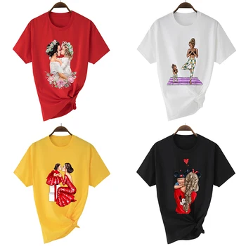 Laisvas Pigus Pop Top Tee vestidos Gražus Print T-shirt, Derliaus Moterų marškiniai Spalvinga Super Mama Marškinėlius Spalvos marškinėliai Moterims