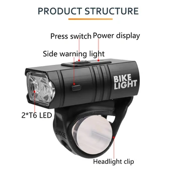 LED Šviesos T6 10W 800LM 6 Režimai Dviračių USB Įkrovimo Galios Ekranas MTB Kalnų Keliais Dviračio Priekinį Žibintą Dviračių sporto Įranga