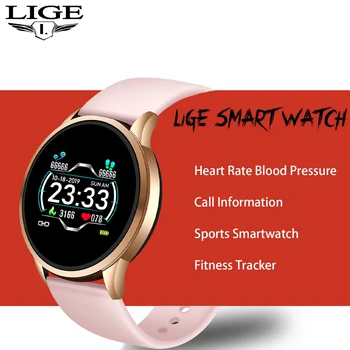 LIGE Luxury Smart Watch Moterų Sporto Žiūrėti Vandeniui Fitness Tracker Širdies ritmas, Kraujo Spaudimo Monitorius Pedometer 