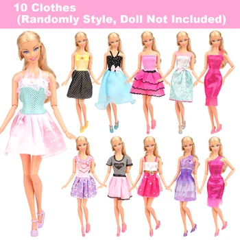 Mados Rankų darbo 16 Straipsniai/daug Aksesuarų, Žaislų= 10 Lėlės Suknelės +3 maudymosi kostiumėlį + 3 Vestuvių suknelės Drabužius Barbie Žaidimas Padažu