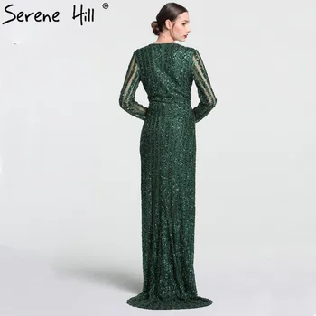 Mados V-Kaklo Miego Stiliaus Pilkai Žalia Vakaro Suknelės 2020 Duobute Diamond ilgomis Rankovėmis Vakare Šalies LA6004