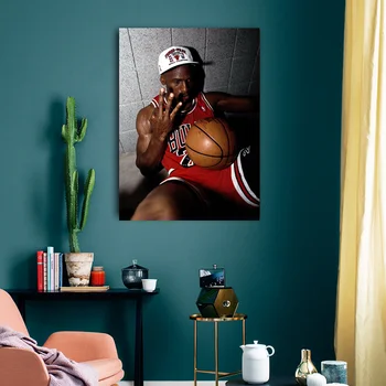 Michael Jordan Plakatas Drobės Tapybos Krepšinio Žvaigždės Namų Puošybai Gyventi Dekoratyvinis Gyvenimo Kambario Sienos Paveiksl Aliejus