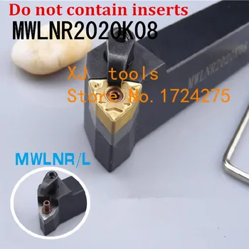 MWLNR2020K08/ MWLNL2020K08 Išorės Tekinimo Įrankio Laikiklis,Tvirtinimo CNC įrankių laikiklis,Staklės, pjovimo įrankiai WNMG080404 Įdėklai