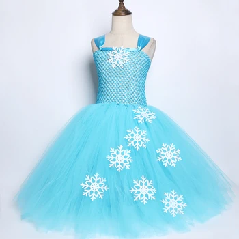 Mėlyna Elsa Princesė Suknelės Mergaitėms, Vaikams Išgalvotas Ilgai Tutu Suknelė Naujųjų Metų Kostiumu Mergina Sniego Karalienė Cosplay Kostiumai Kalėdų