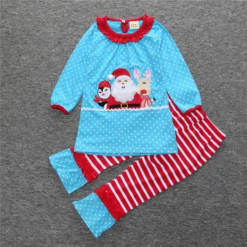 Mėlynos polka dot komplektus set /raudona ir balta juostele antblauzdžiai /Kalėdų mergina komplektai rinkinys