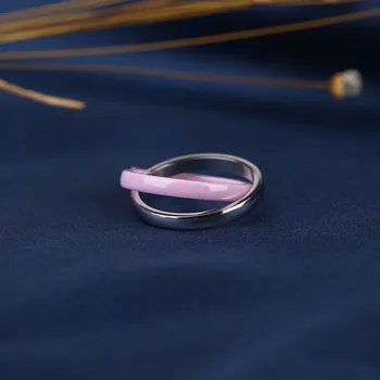 Naujas Mados Romantiška Rožinė Keramikos Žiedas, Moterų Mylėtojas 1.0 Karatų Kalnų Krištolas Du Sluoksnis Kryžiaus Sveikas Žiedas Jubiliejų Dovana