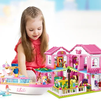 Naujas Miestas, Mergina, Draugais Garden Villa Modelių Kūrimo Blokų, Plytų Technika Playmobil Žaislai Vaikams Dovanos Suderinama Visų Markių