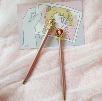 Naujasis Japonijos Anime Saldus Sailor Moon Metalo šratinukas Magic Wand Kamuolys-tašką, Rašiklis, kanceliarinių prekių Surinkimo Cosplay Rekvizitai Dovana