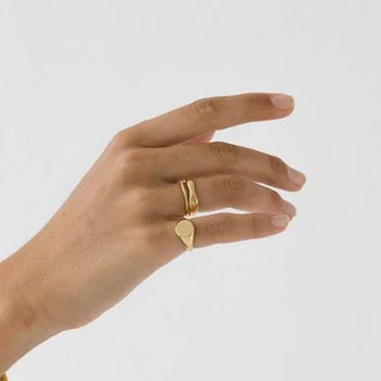 Nerūdijančio Plieno Žiedai Moterims Prancūzija Paprasta Auksą, Padengtą Bangų Modelį Susukti Kūrybinis Dizainas Nuotakos Papuošalai, Dovanos