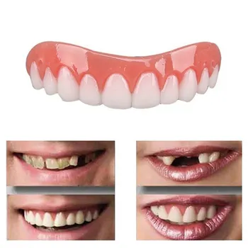 Netikras dantis Viršutiniame balta dantų breketus silikono, dirbtinių dantų protezus puikus šypsena laminatės petnešos Balinant Dantis Lipdukai Silikono