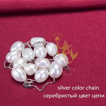 [NIMFA] 925 sterlingas sidabro papuošalai natūralių perlų papuošalai balta baroko perlas juvelyrika karoliai pakabukas moterų x1213