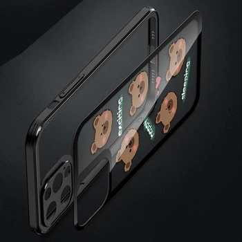 Pained rėmas + Lokys, skaidraus Lęšio Apsaugoti filmas Grūdintas Stiklas Case Cover For iPhone 12 Pro Max 12 mini telefonas atsparus smūgiams stiklo atvejais