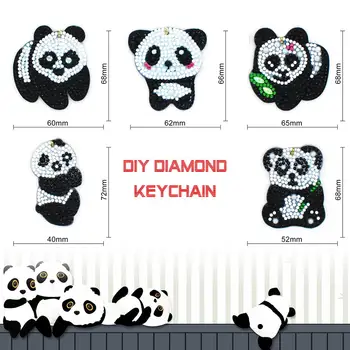 Panda Modelio 5D Diamond Tapybos Rinkiniai Diamond Keychain paketų prižiūrėtojų raktinę Diamond Mozaika, Siuvinėjimas Maišelį Pakabukas Ornamentu Mielas Dovana Vaikas