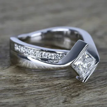 PANSYSEN 925 Sterlingas Sidabro Žiedai Moterims Paprastos Konstrukcijos Aikštėje Cirkonis Vestuvių Vestuvių, Sužadėtuvių Žiedas Papuošalai Didmeninė Bijoux